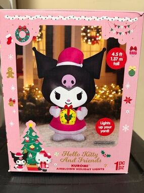 4.5 ft Kuromi & Yellow Present Christmas Airblown Yard Inflatable Sanrio NEW